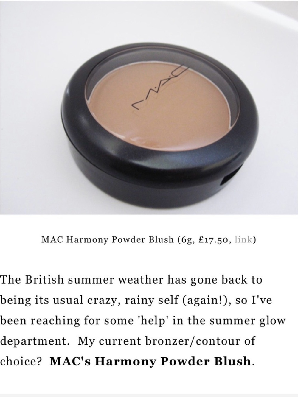 MAC Cosmetics Harmony Powder Blush - Discontinued- Rare